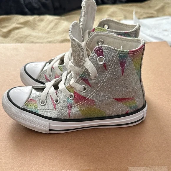 Converse All-Star Silver High-Top Sneakers - Picture 2 of 7